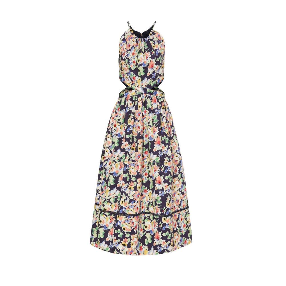 Something Navy Floral Cutout Midi Dress Size Small